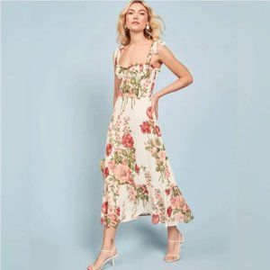 NWOT - Reformation Nikita Dress in Etienne (Floral Design on White) (US 8)